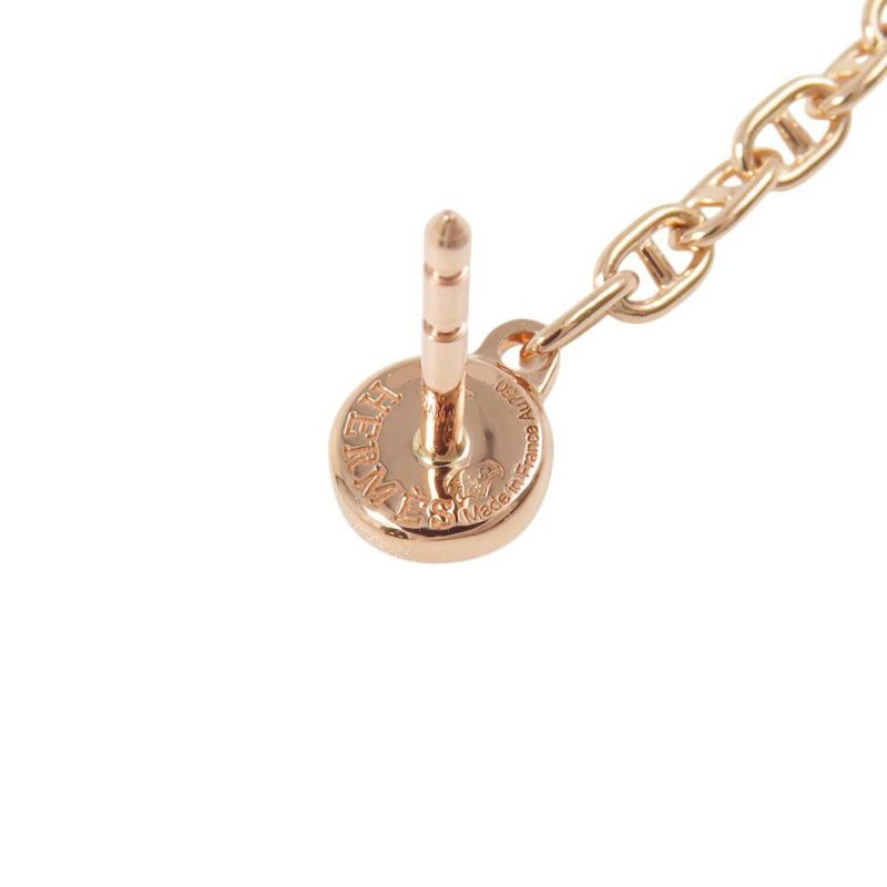 エルメス ピアス シェーヌダンクル ニューファランドールTPM ダイヤモンド 2P 計0.02ct K18PGピンクゴールド HERMES アシンメトリー