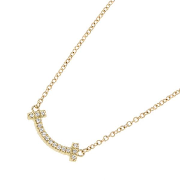 ティファニー ネックレス Tスマイル ペンダント ミニ ダイヤモンド 計0.03ct K18YGイエローゴールド 62617683 Tiffany&Co.