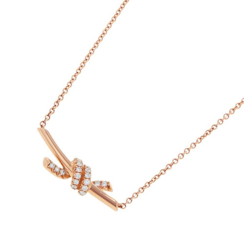 ティファニー ネックレス ノット スモール ペンダント ダイヤモンド 計0.08ct K18PGピンクゴールド 75123566 Tiffany&Co. Knot リボン