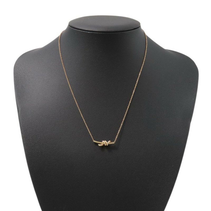 ティファニー ネックレス ノット スモール ペンダント ダイヤモンド 計0.08ct K18PGピンクゴールド 75123566 Tiffany&Co. Knot リボン