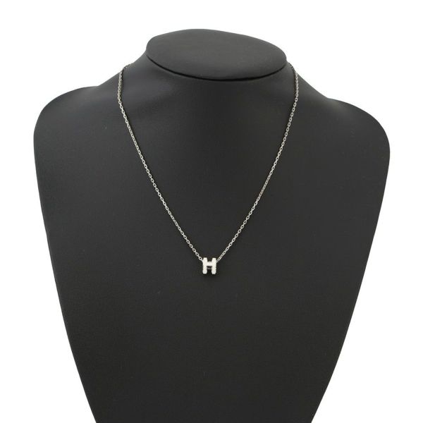 エルメス ネックレス ミニ・ポップアッシュ ホワイト/シルバー金具 HERMES アクセサリー 白