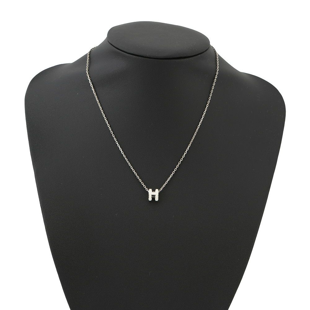 エルメス ネックレス ミニ・ポップアッシュ ホワイト/シルバー金具 HERMES アクセサリー 白