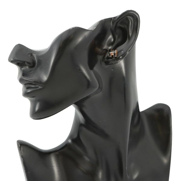 エルメス ピアス ミニ・ポップアッシュ ブラック/ピンクゴールド金具 Hモチーフ HERMES Pop H ポップH
