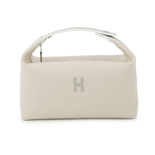 エルメス ポーチ ブリッド・ア・ブラックGM ベージュ/シルバー金具 キャンバス HERMES バッグ 小物入れ