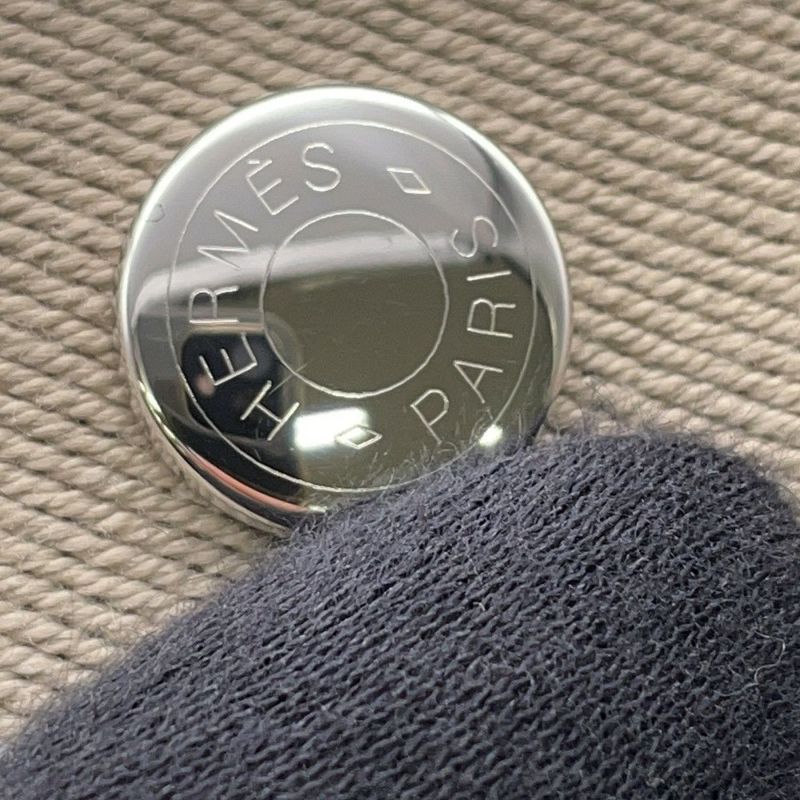 エルメス ポーチ ブリッド・ア・ブラックGM ベージュ/シルバー金具 キャンバス HERMES バッグ 小物入れ