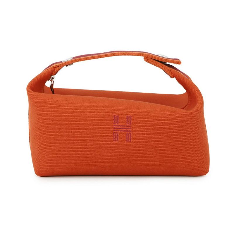 エルメス ポーチ ブリッド・ア・ブラックPM フー/ボルドー/シルバー金具 キャンバス