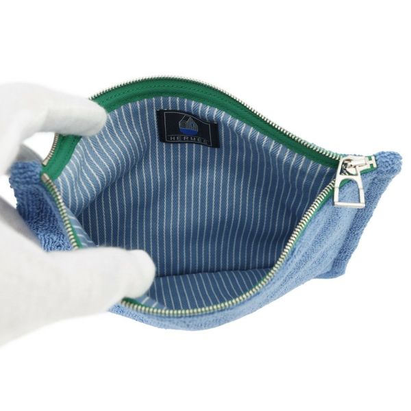 エルメス ポーチ レ・カバン フラットポーチPM ブルー/シルバー金具 HERMES