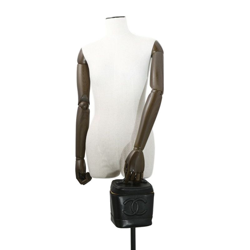 シャネル バニティバッグ ココマーク キャビアスキン 縦型 A01998 CHANEL 化粧ポーチ コスメポーチ 黒