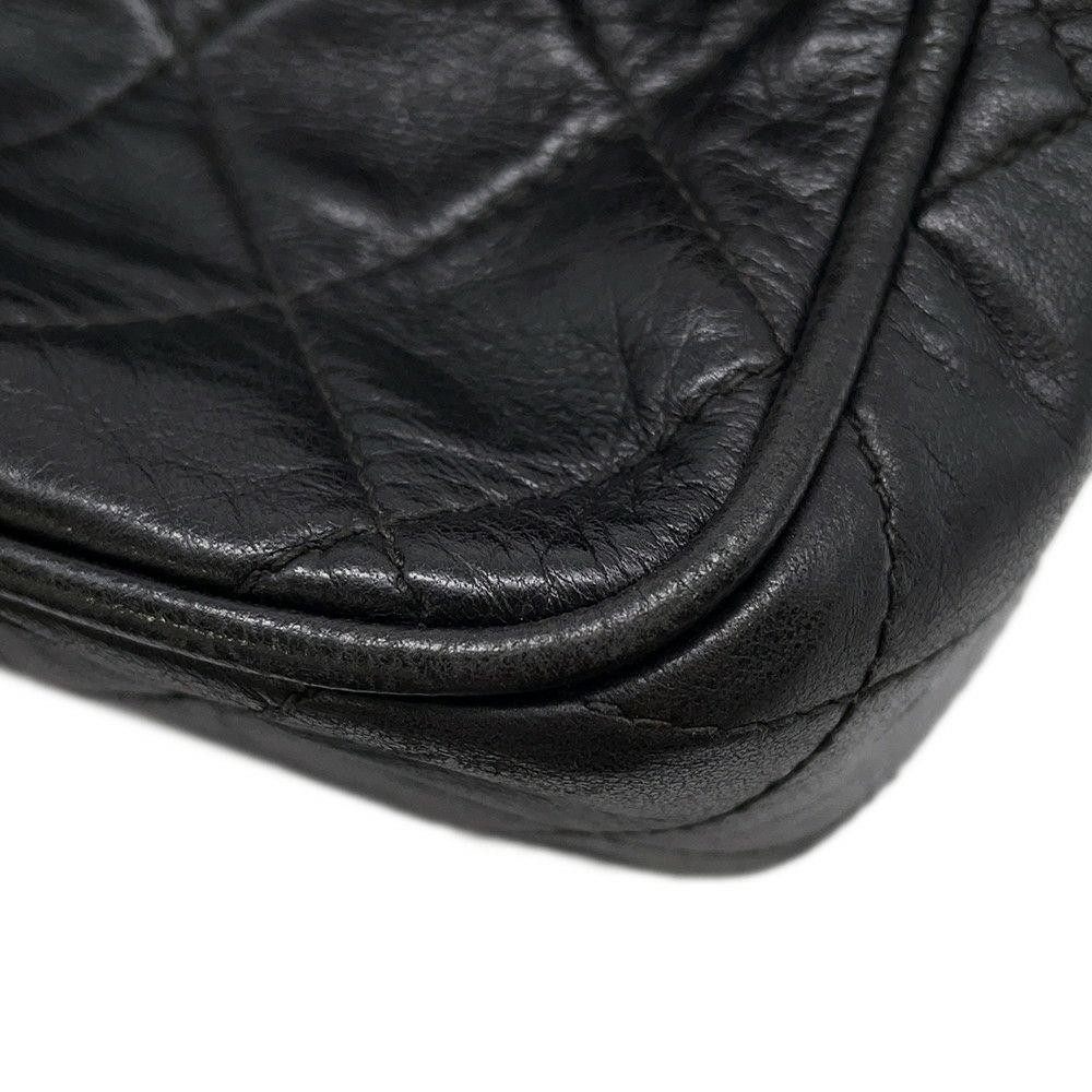 シャネル チェーンショルダーバッグ マトラッセ タッセル ラムスキン CHANEL バッグ 黒