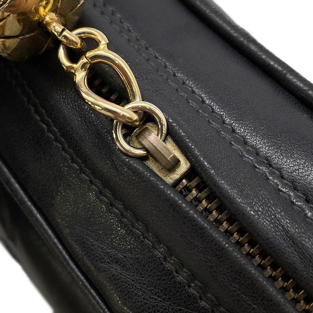 シャネル チェーンショルダーバッグ マトラッセ タッセル ラムスキン CHANEL バッグ 黒