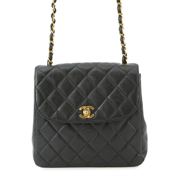 シャネル チェーンショルダーバッグ マトラッセ シングルチェーン キャビアスキン A07868 CHANEL バッグ 黒