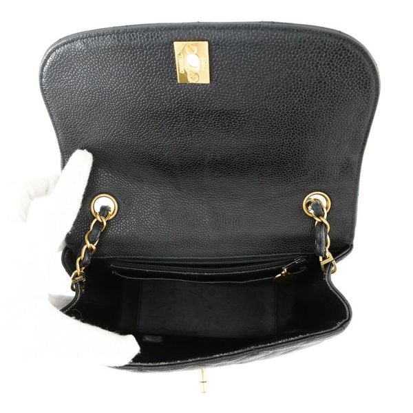 シャネル チェーンショルダーバッグ マトラッセ シングルチェーン キャビアスキン A07868 CHANEL バッグ 黒