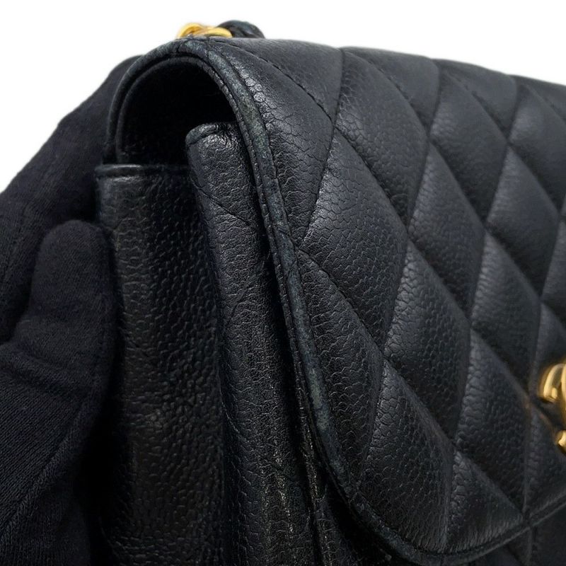 シャネル チェーンショルダーバッグ マトラッセ シングルチェーン キャビアスキン A07868 CHANEL バッグ 黒