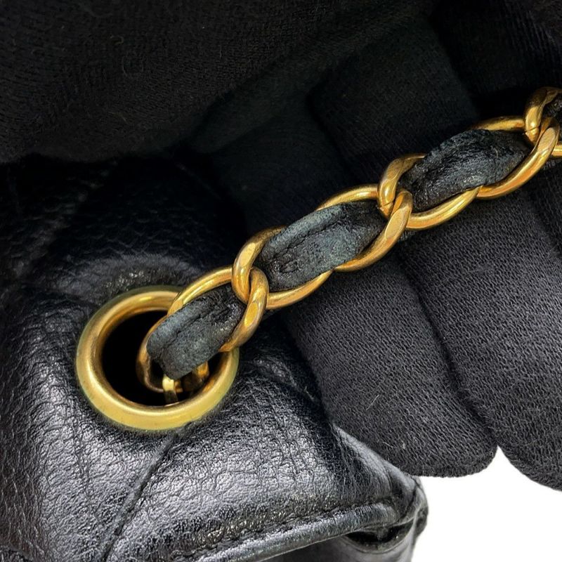 シャネル チェーンショルダーバッグ マトラッセ シングルチェーン キャビアスキン A07868 CHANEL バッグ 黒