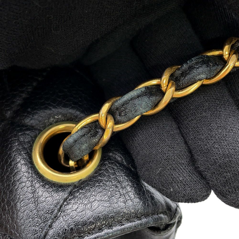 シャネル チェーンショルダーバッグ マトラッセ シングルチェーン キャビアスキン A07868 CHANEL バッグ 黒