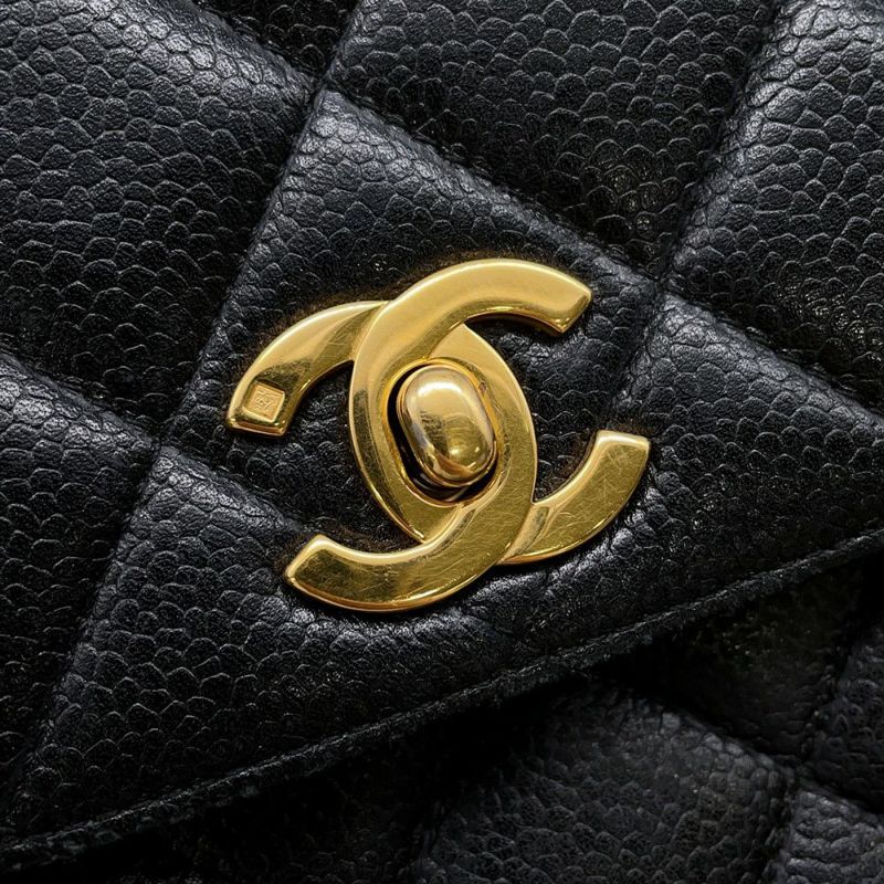 シャネル チェーンショルダーバッグ マトラッセ シングルチェーン キャビアスキン A07868 CHANEL バッグ 黒