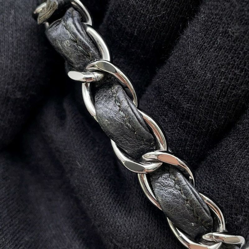 シャネル チェーンショルダーバッグ ワイルドステッチ マトラッセ ココマーク レザー CHANEL バッグ 黒