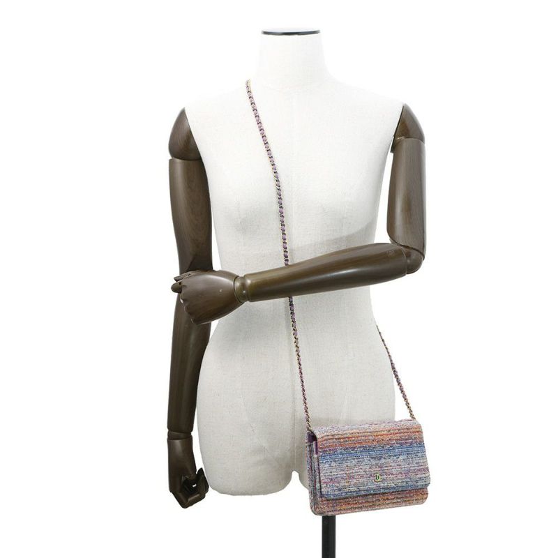 シャネル チェーンウォレット マトラッセ ココマーク ツイード CHANEL 財布