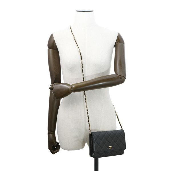 シャネル チェーンウォレット クラシック マトラッセ ココマーク ラムスキン AP0250 CHANEL 財布 黒