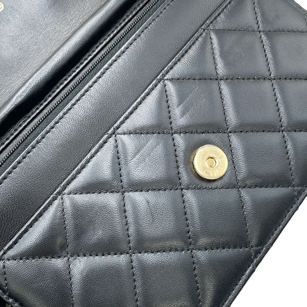 シャネル チェーンウォレット クラシック マトラッセ ココマーク ラムスキン AP0250 CHANEL 財布 黒