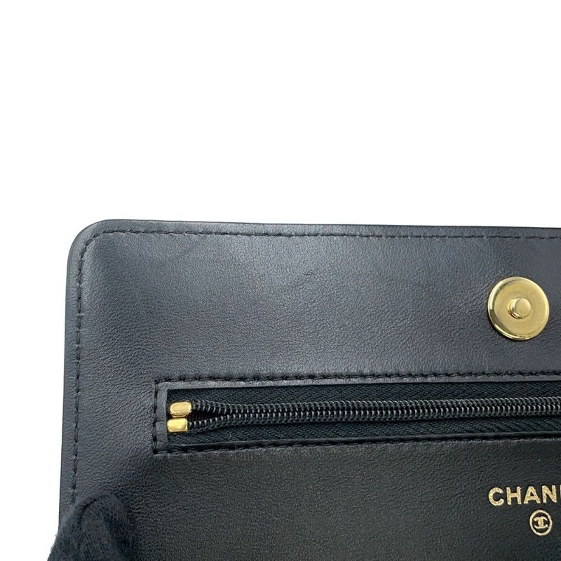 シャネル チェーンウォレット クラシック マトラッセ ココマーク ラムスキン AP0250 CHANEL 財布 黒