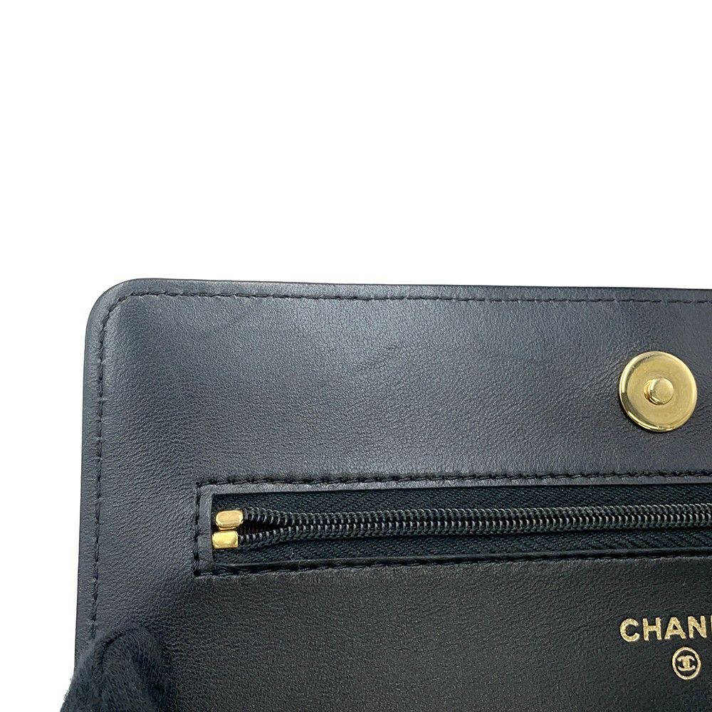 シャネル チェーンウォレット クラシック マトラッセ ココマーク ラムスキン AP0250 CHANEL 財布 黒