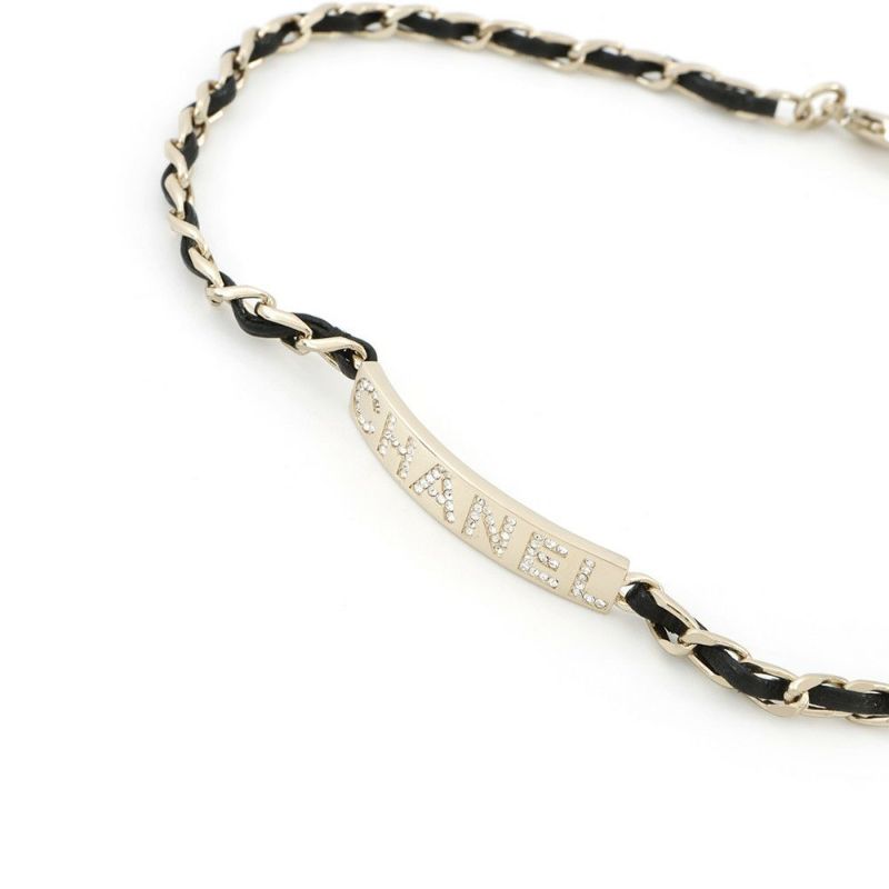 シャネル チョーカー ロゴプレート チェーン B21V AB4711 CHANEL ネックレス アクセサリー 黒