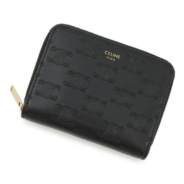 セリーヌ コインケース トリオンフ コンパクト ジップドウォレット レザー 10B663BFU CELINE 財布 黒