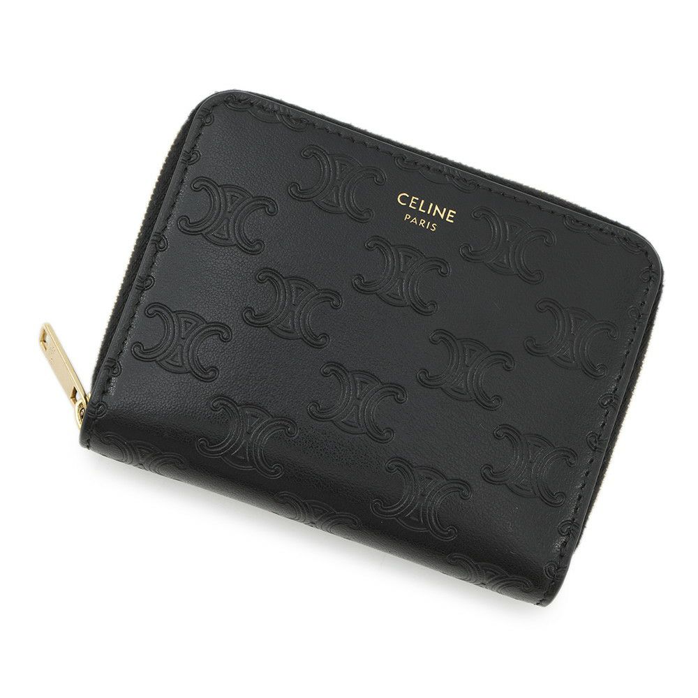 セリーヌ コインケース トリオンフ コンパクト ジップドウォレット レザー 10B663BFU CELINE 財布 黒