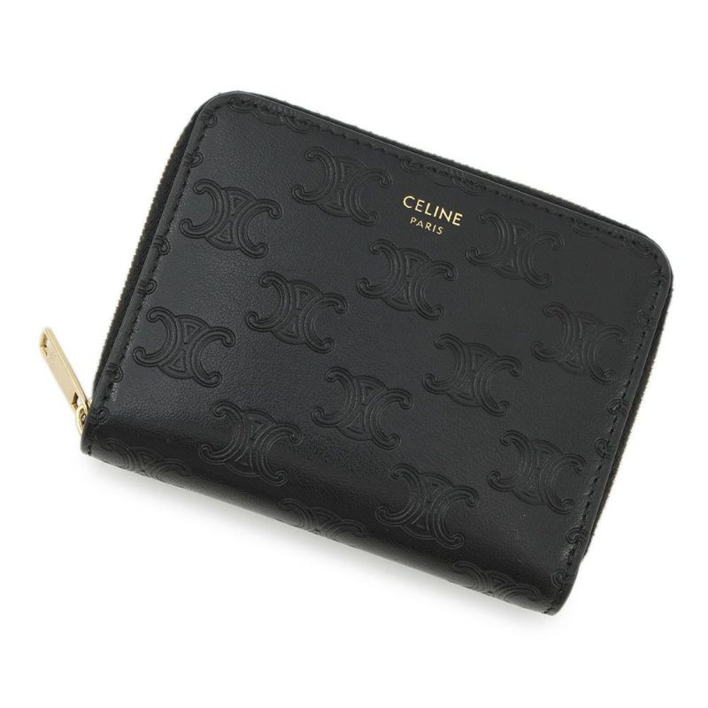 セリーヌ コインケース トリオンフ コンパクト ジップドウォレット レザー 10B663BFU CELINE 財布 黒