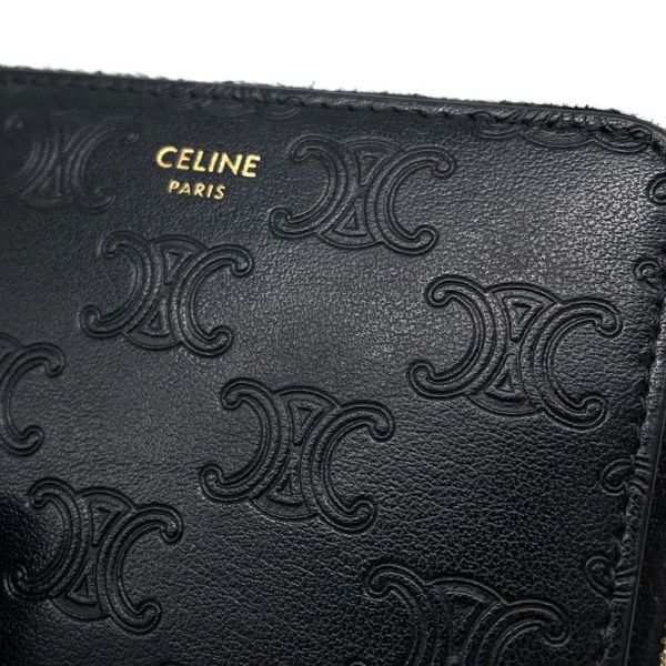 セリーヌ コインケース トリオンフ コンパクト ジップドウォレット レザー 10B663BFU CELINE 財布 黒