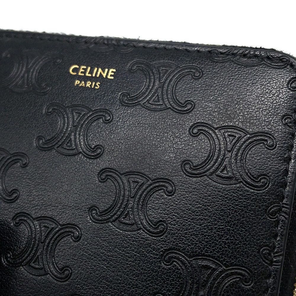 セリーヌ コインケース トリオンフ コンパクト ジップドウォレット レザー 10B663BFU CELINE 財布 黒