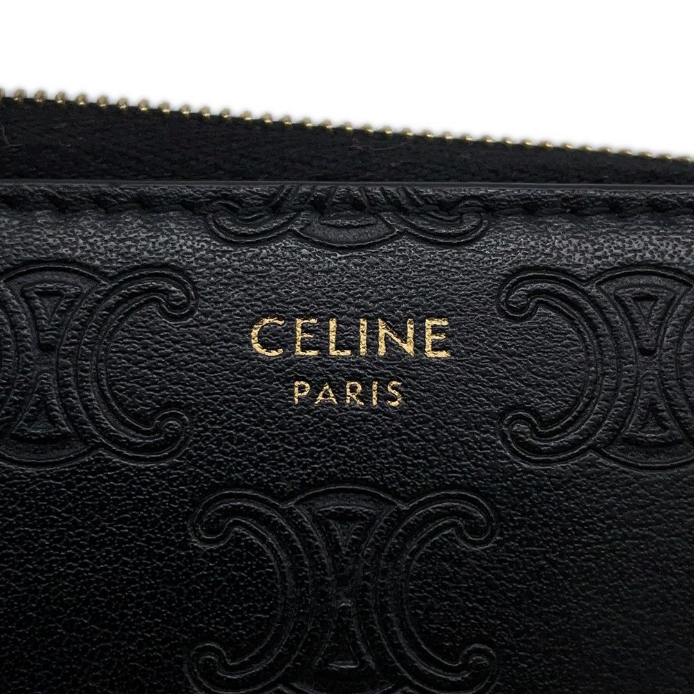 セリーヌ コインケース トリオンフ コンパクト ジップドウォレット レザー 10B663BFU CELINE 財布 黒