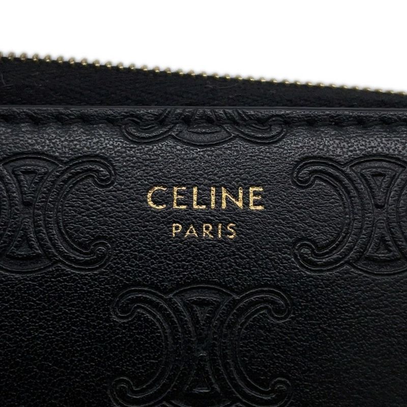 セリーヌ コインケース トリオンフ コンパクト ジップドウォレット レザー 10B663BFU CELINE 財布 黒