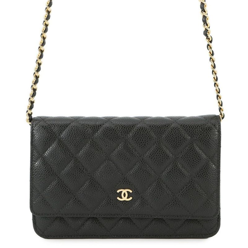 シャネル チェーンウォレット クラシック マトラッセ ココマーク キャビアスキン AP0250 CHANEL 財布 ブラック 黒