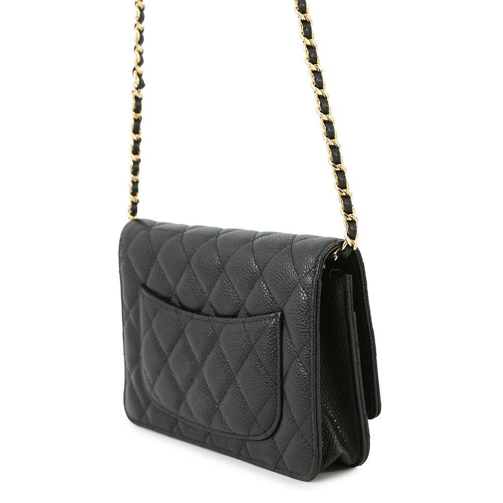 シャネル チェーンウォレット クラシック マトラッセ ココマーク キャビアスキン AP0250 CHANEL 財布 ブラック 黒