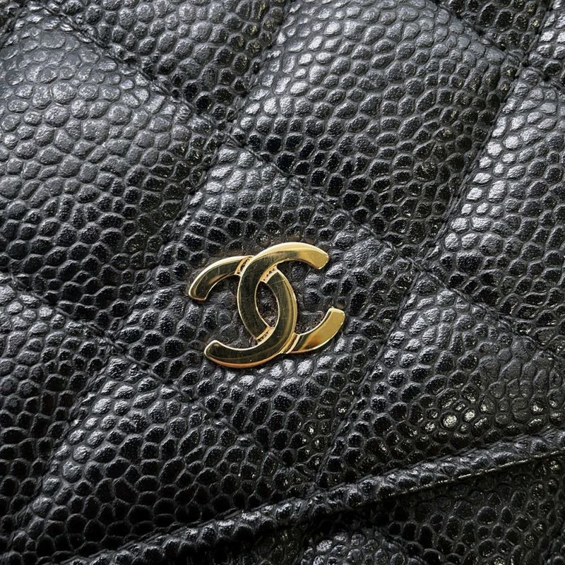 シャネル チェーンウォレット クラシック マトラッセ ココマーク キャビアスキン AP0250 CHANEL 財布 ブラック 黒