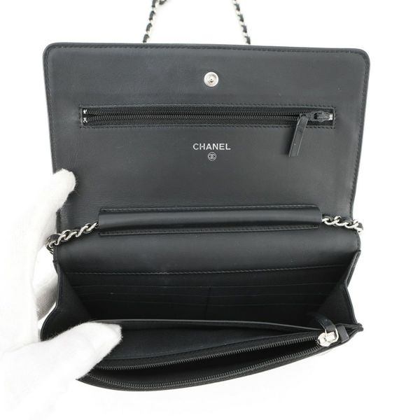 シャネル チェーンウォレット ココマーク キャビアスキン A48654 CHANEL チェーンショルダーバッグ 財布 黒