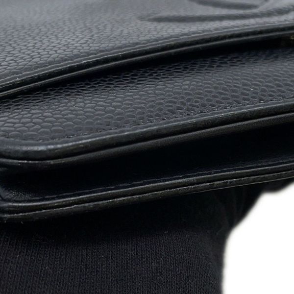 シャネル チェーンウォレット ココマーク キャビアスキン A48654 CHANEL チェーンショルダーバッグ 財布 黒