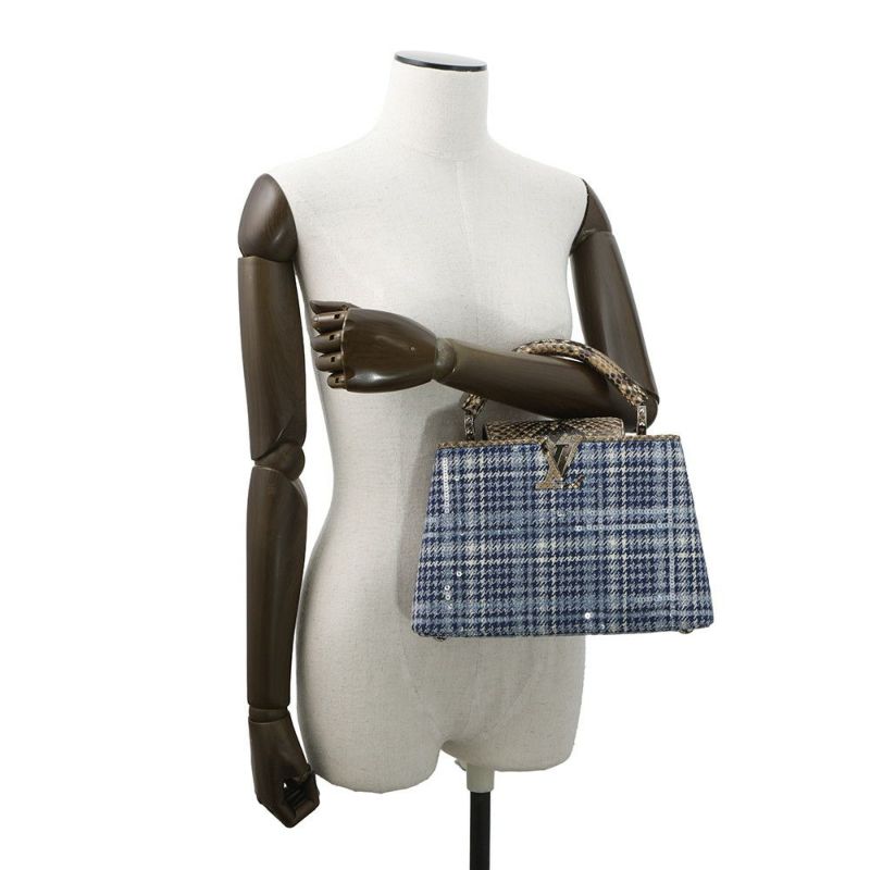 ルイヴィトン ハンドバッグ ツイード/パイソン/スパンコール カプシーヌBB N97078 LOUIS VUITTON 2wayショルダーバッグ