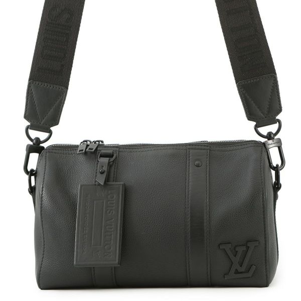 ルイヴィトン ショルダーバッグ グレインカーフレザー/LV アエログラム シティ・キーポル M59255 バッグ 黒 ブラック