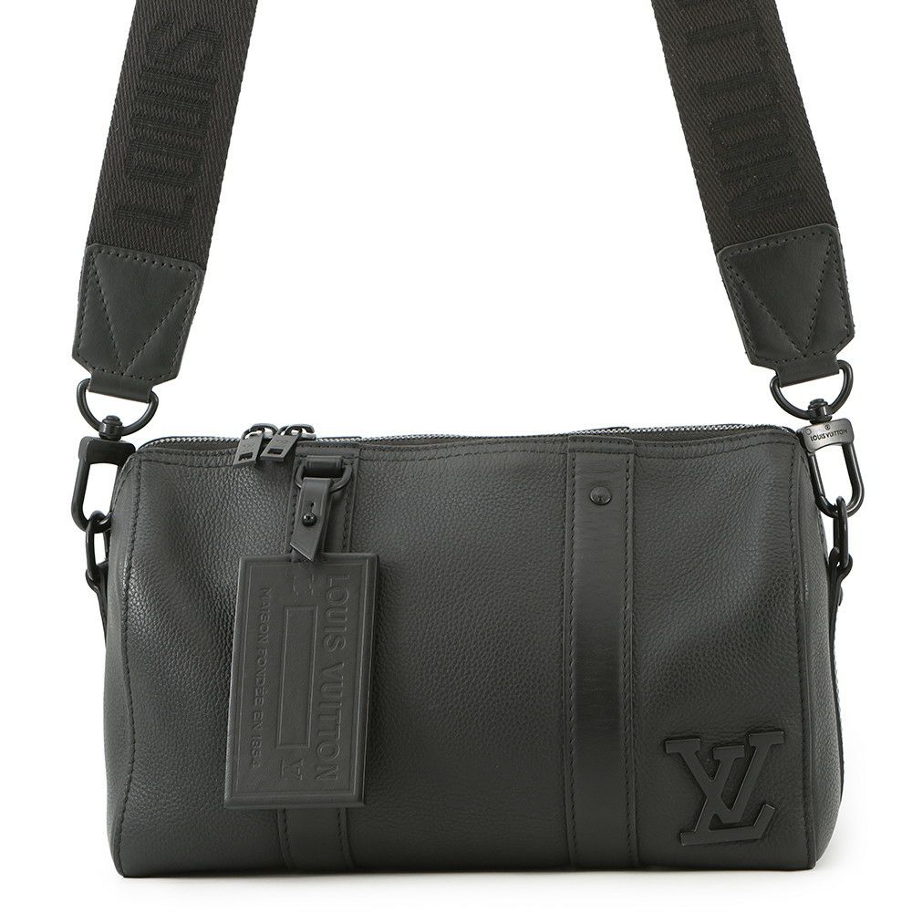 ルイヴィトン ショルダーバッグ グレインカーフレザー/LV アエログラム シティ・キーポル M59255 バッグ 黒 ブラック