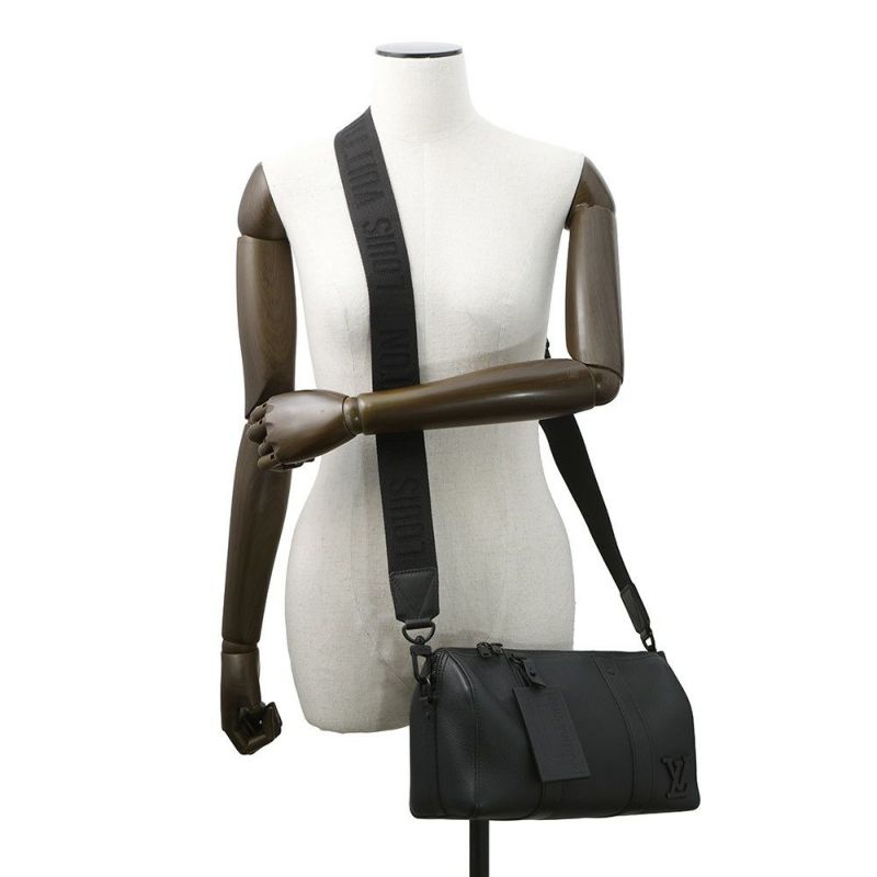 ルイヴィトン ショルダーバッグ グレインカーフレザー/LV アエログラム シティ・キーポル M59255 バッグ 黒 ブラック