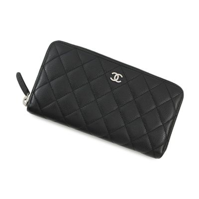 CHANEL 黒 レザー 長財布 マトラッセ 1005.jpg