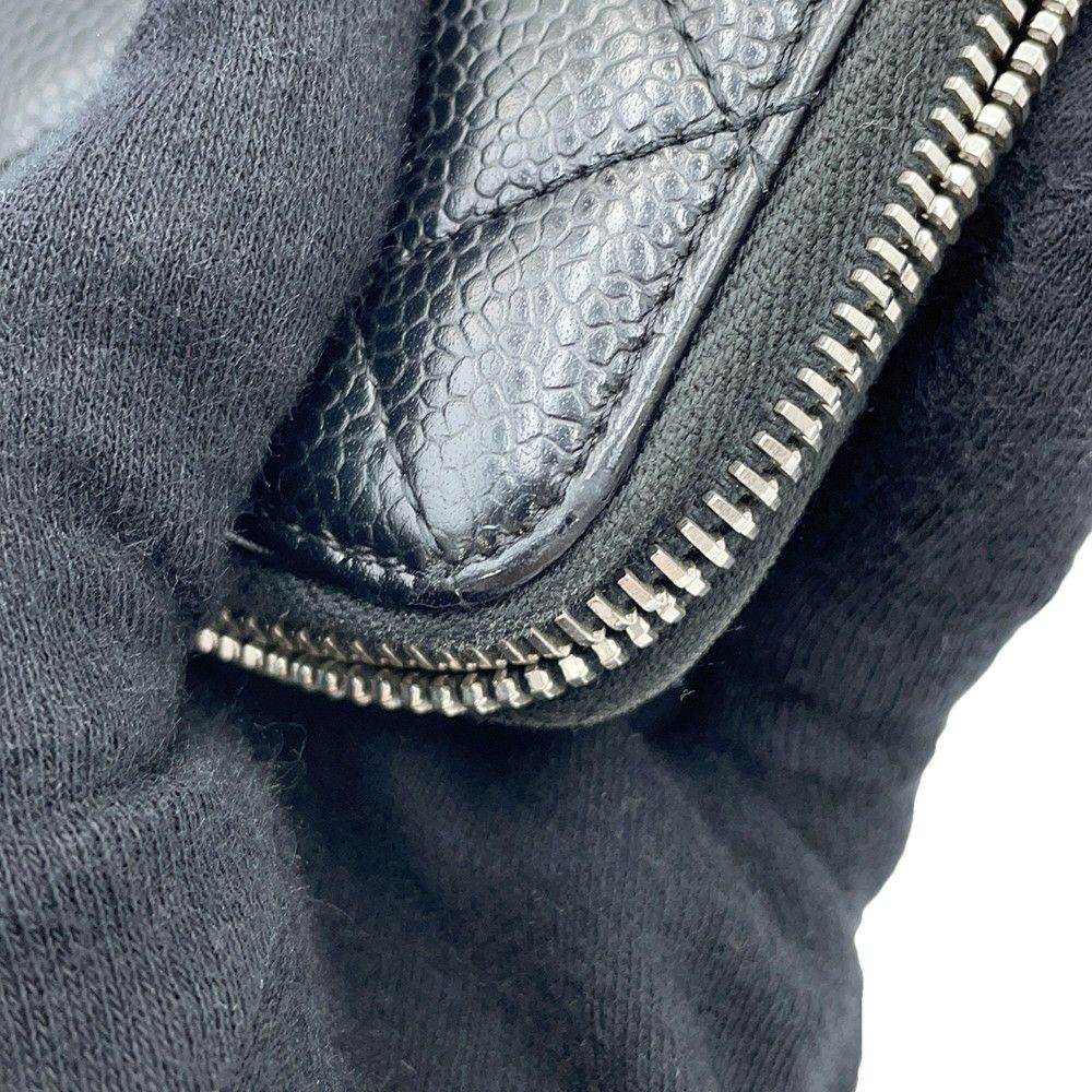 シャネル 長財布 クラシック ロング ジップ ウォレット ココマーク マトラッセ キャビアスキン A50097 CHANEL 黒