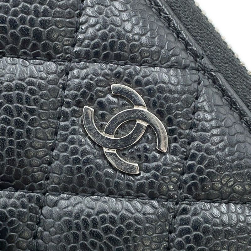 シャネル 長財布 クラシック ロング ジップ ウォレット ココマーク マトラッセ キャビアスキン A50097 CHANEL 黒