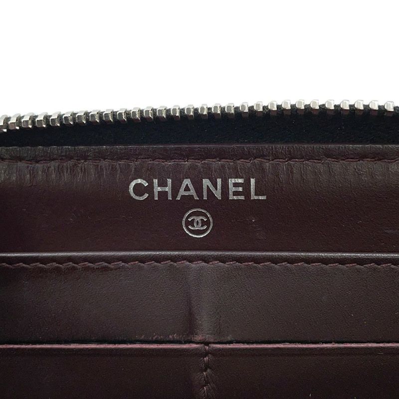 シャネル 長財布 クラシック ロング ジップ ウォレット ココマーク マトラッセ キャビアスキン A50097 CHANEL 黒