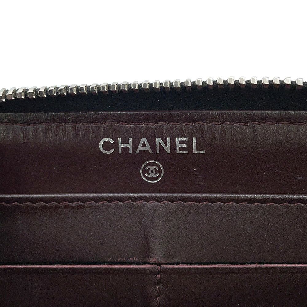 シャネル 長財布 クラシック ロング ジップ ウォレット ココマーク マトラッセ キャビアスキン A50097 CHANEL 黒