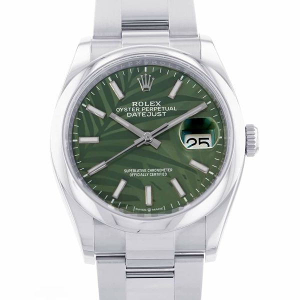 ロレックス デイトジャスト36 126200 ROLEX 腕時計 オリーブグリーンパームモチーフ文字盤 安心保証 |  中古・新品ブランド販売ギャラリーレア公式通販