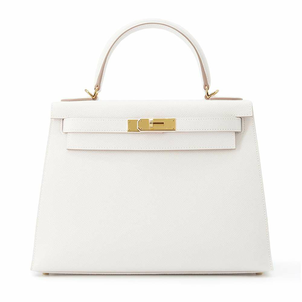 エルメス ハンドバッグ ケリー28 外縫い グリペール/ゴールド金具 ヴォーエプソン B刻印 2wayショルダー
